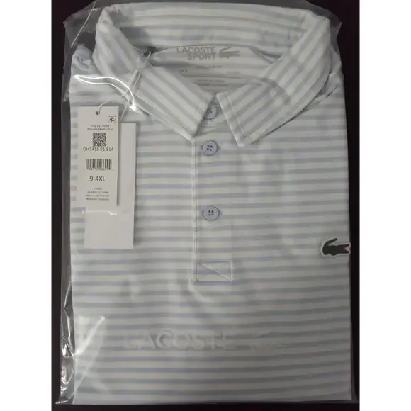 Lacoste Men's Short Sleeve Regular Fit Golf Polo, Blue/White, 4XL